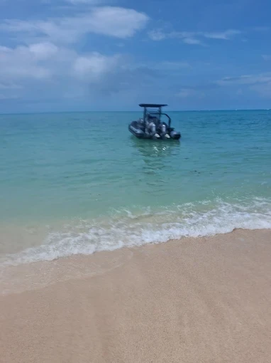 Embarcation au large d'une plage